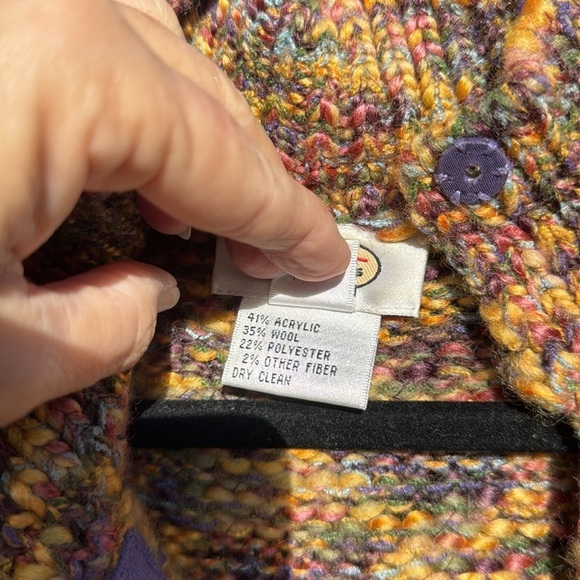 VTG TALBOTS Colorful Wool Blend Snap Button Knit Sweater Vest Cardigan - Picture 11 of 11